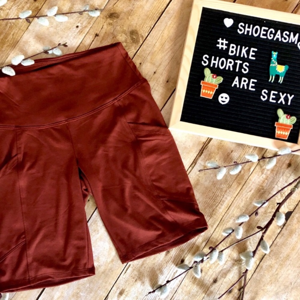 SALE! NEW! Rust Brick Red Spandex Bike Shorts - Picture 7 of 13